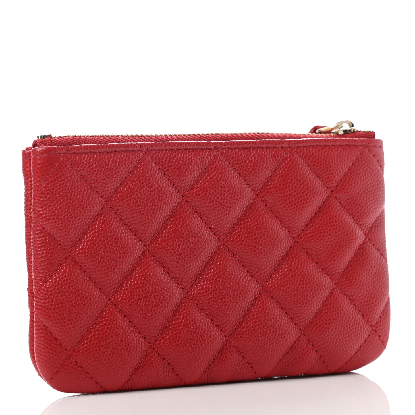 Caviar Quilted Small Cosmetic Case Red