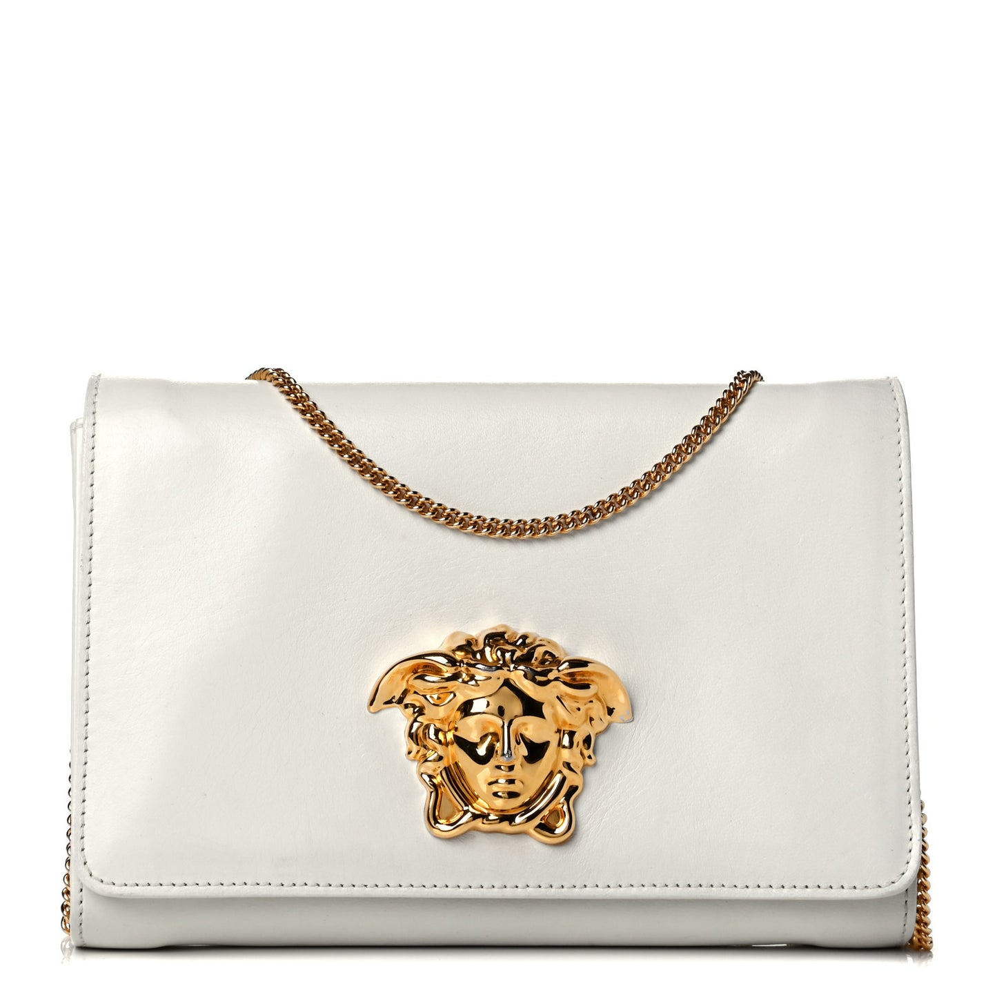 Vitello Palazzo Medusa Evening Clutch Bag White