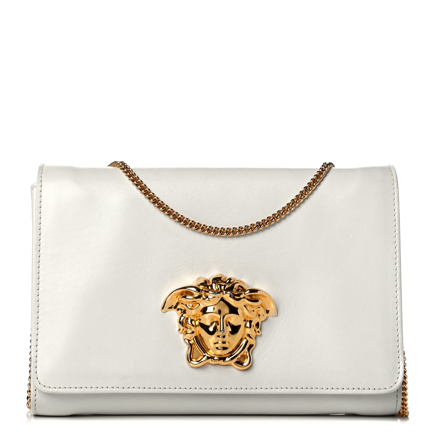 Versace Vitello Palazzo Medusa Evening Clutch Bag White 1 of 5