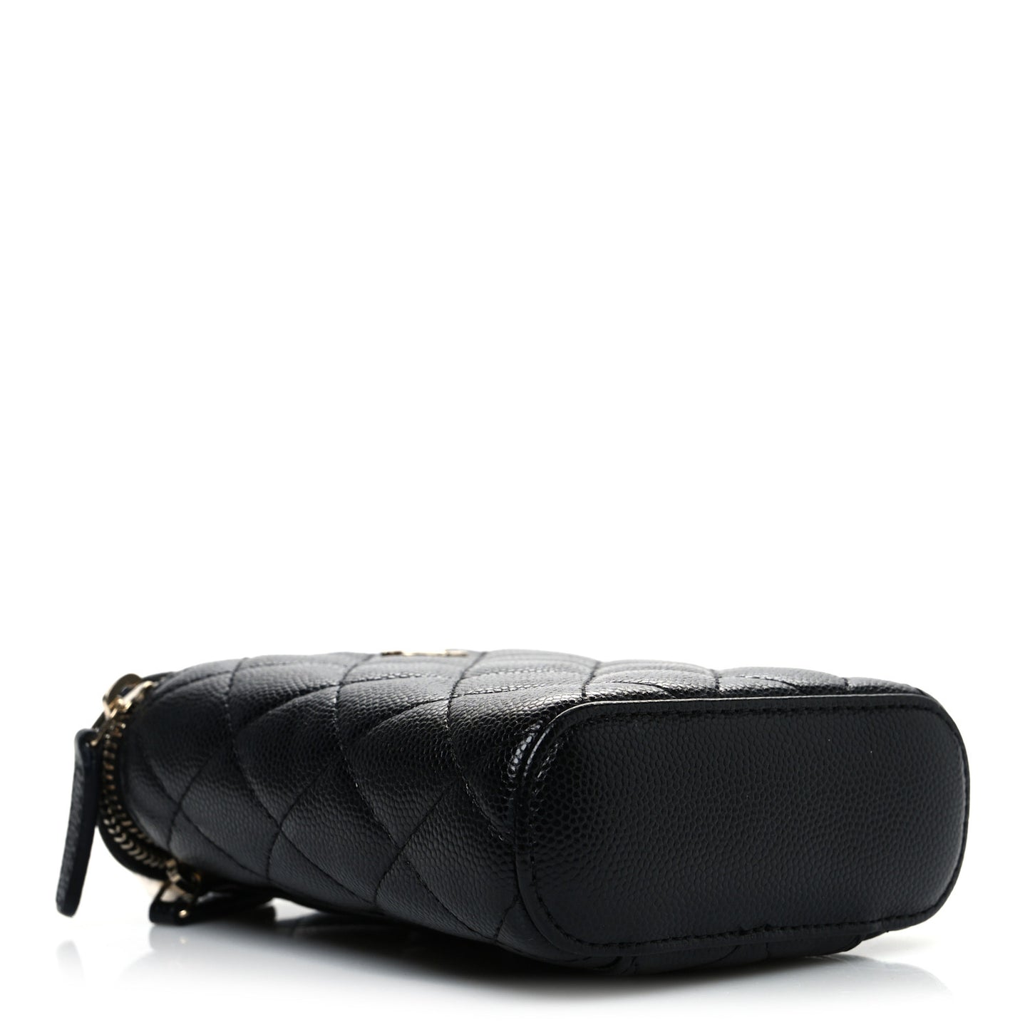 Caviar Quilted Small Vertical Coco Beauty Vanity Case With Chain Black