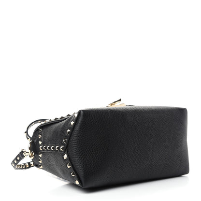 Valentino Garavani Pebbled Calfskin Rockstud Single Handle Flap Bag Black 4 of 9