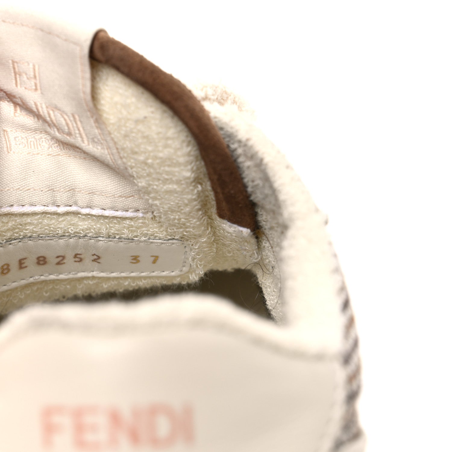 Fendi Calfskin Suede Houndstooth Fendi Match Low Top Sneakers 37 Cream Brown 9 of 11
