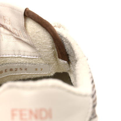 Fendi Calfskin Suede Houndstooth Fendi Match Low Top Sneakers 37 Cream Brown 9 of 11