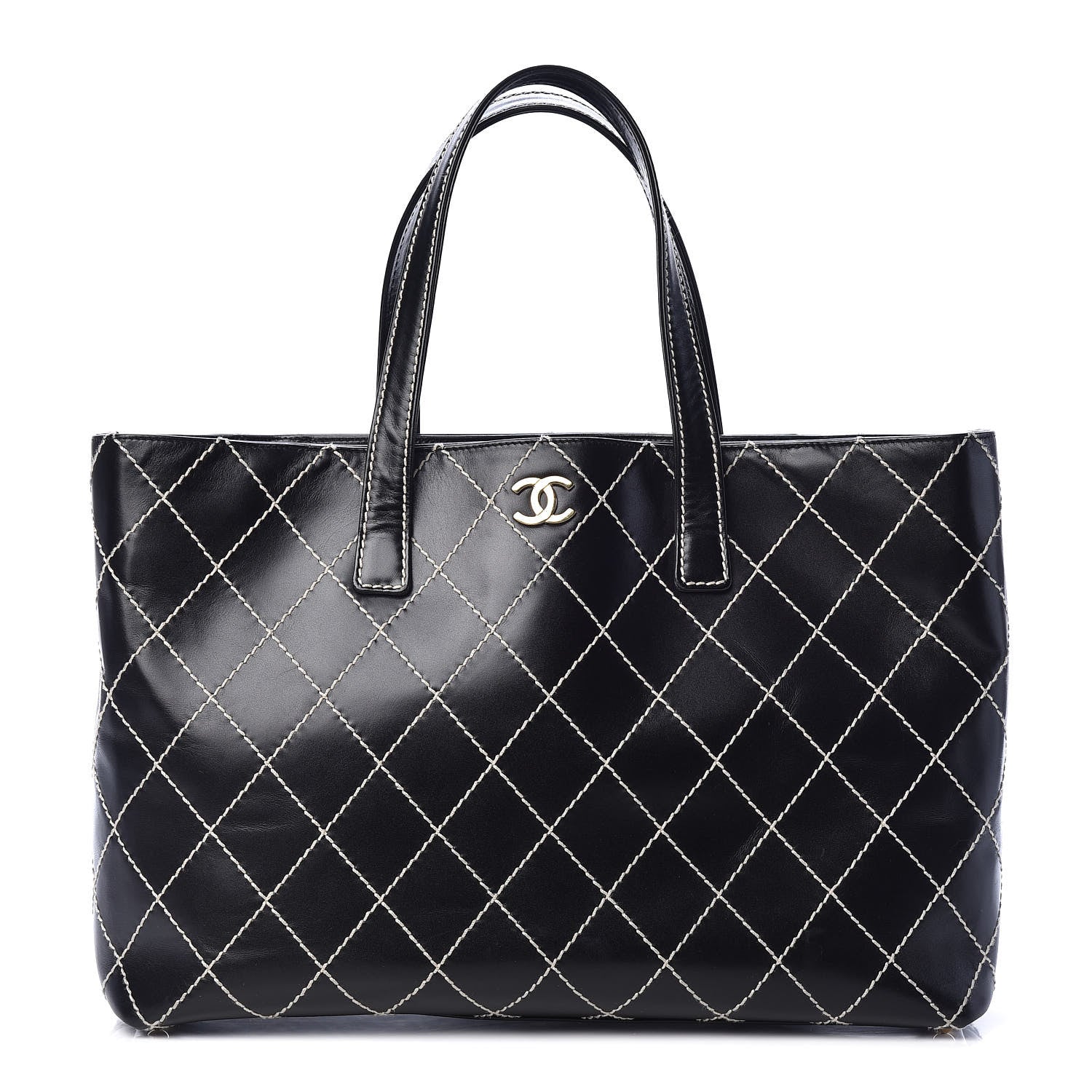 Chanel Calfskin Contrast Stitch Surpique Tote Black 1 of 8