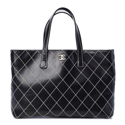 Chanel Calfskin Contrast Stitch Surpique Tote Black 1 of 8