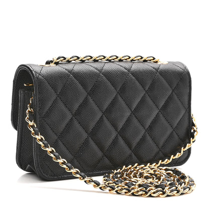 Chanel Caviar Quilted Enamel Coco Casino Flap Phone Holder With Chain Black 3 of 11