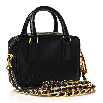 Prada Saffiano Lux Mini Top Handle Crossbody Bag Black 3 of 9