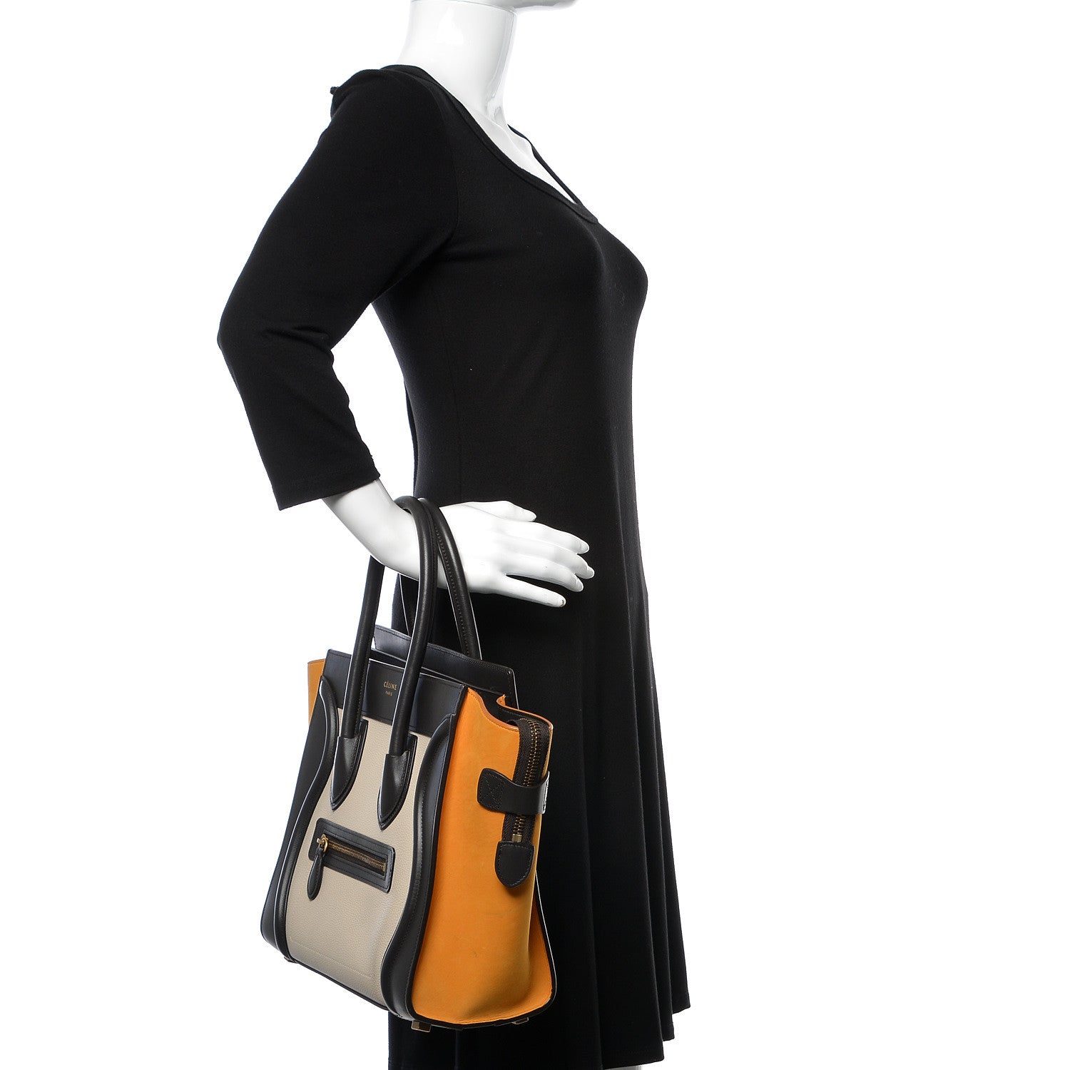 Celine Baby Grained Calfskin Micro Tri-Color Luggage Chalk 2 of 11