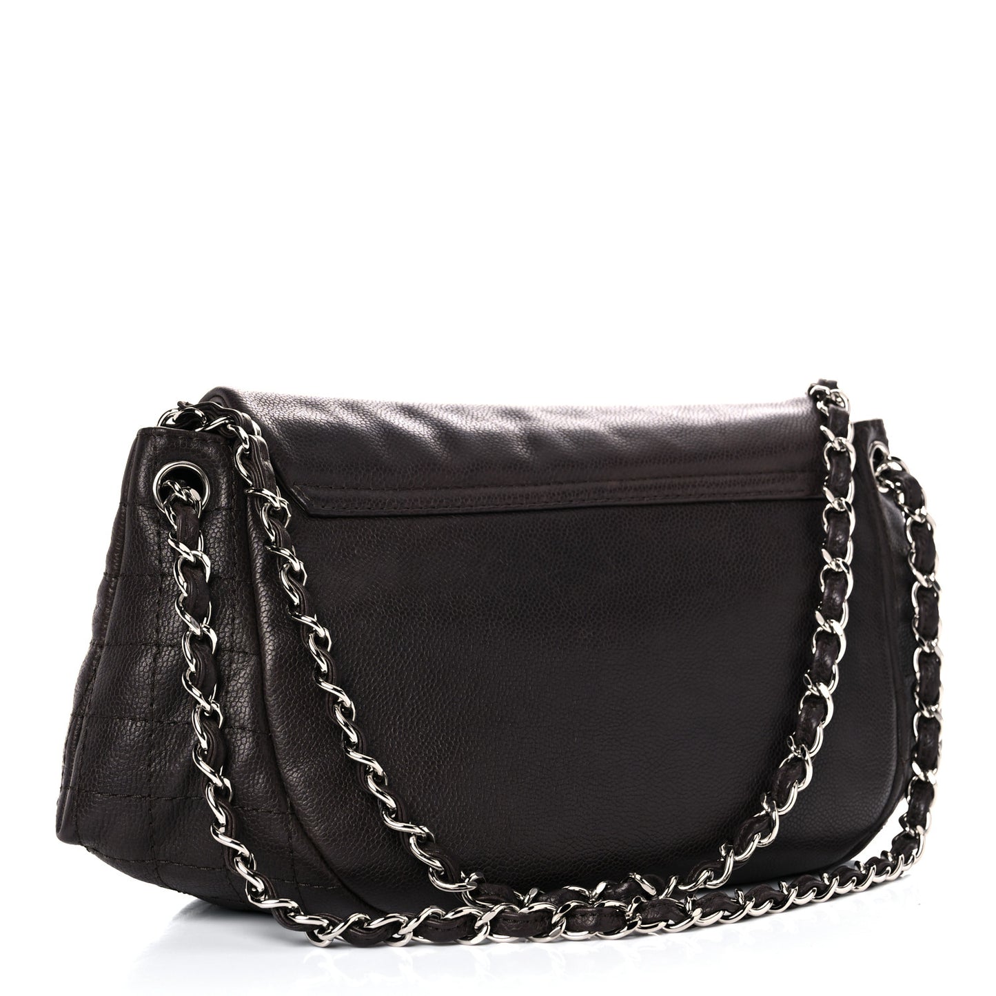 Caviar Half Moon Large Flap Dark Brown