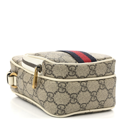 Gucci GG Supreme Monogram Web Mini Ophidia Double Zip Messenger Bag Beige Ebony Mystic White 4 of 10