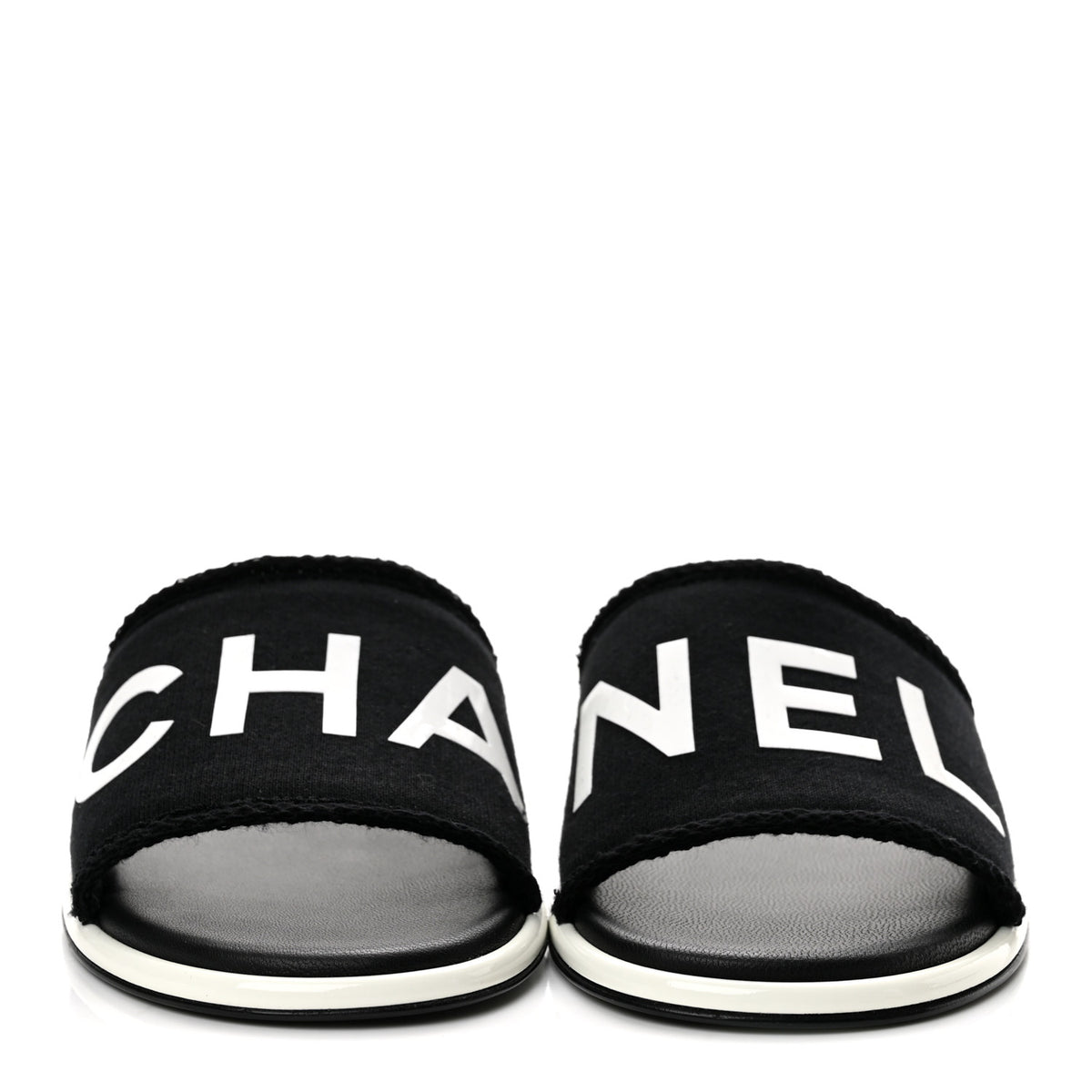 Cotton Logo Mule Sandals 40 Black White
