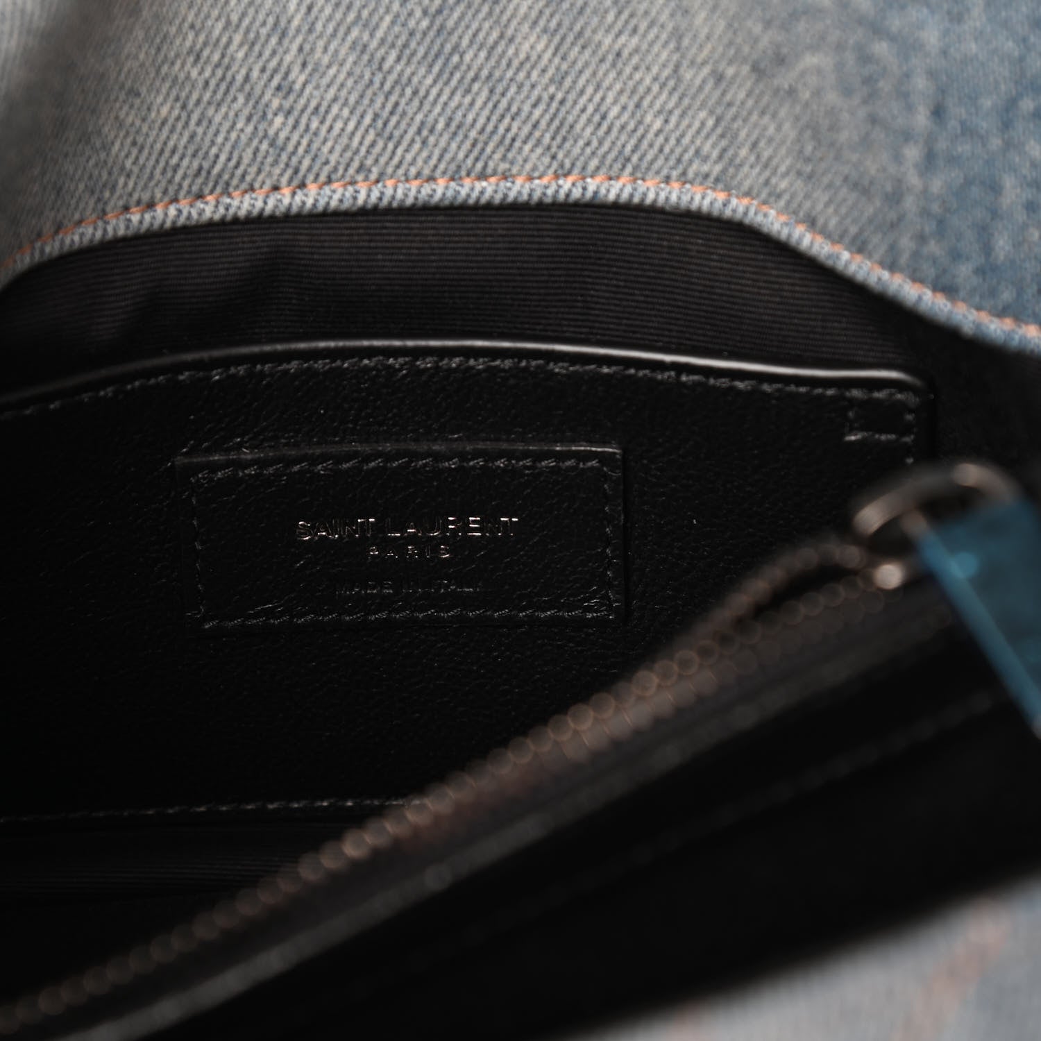 Saint Laurent Washed Denim Matelasse Chevron Monogram Medium College Bag Blue Cinnamon 6 of 10