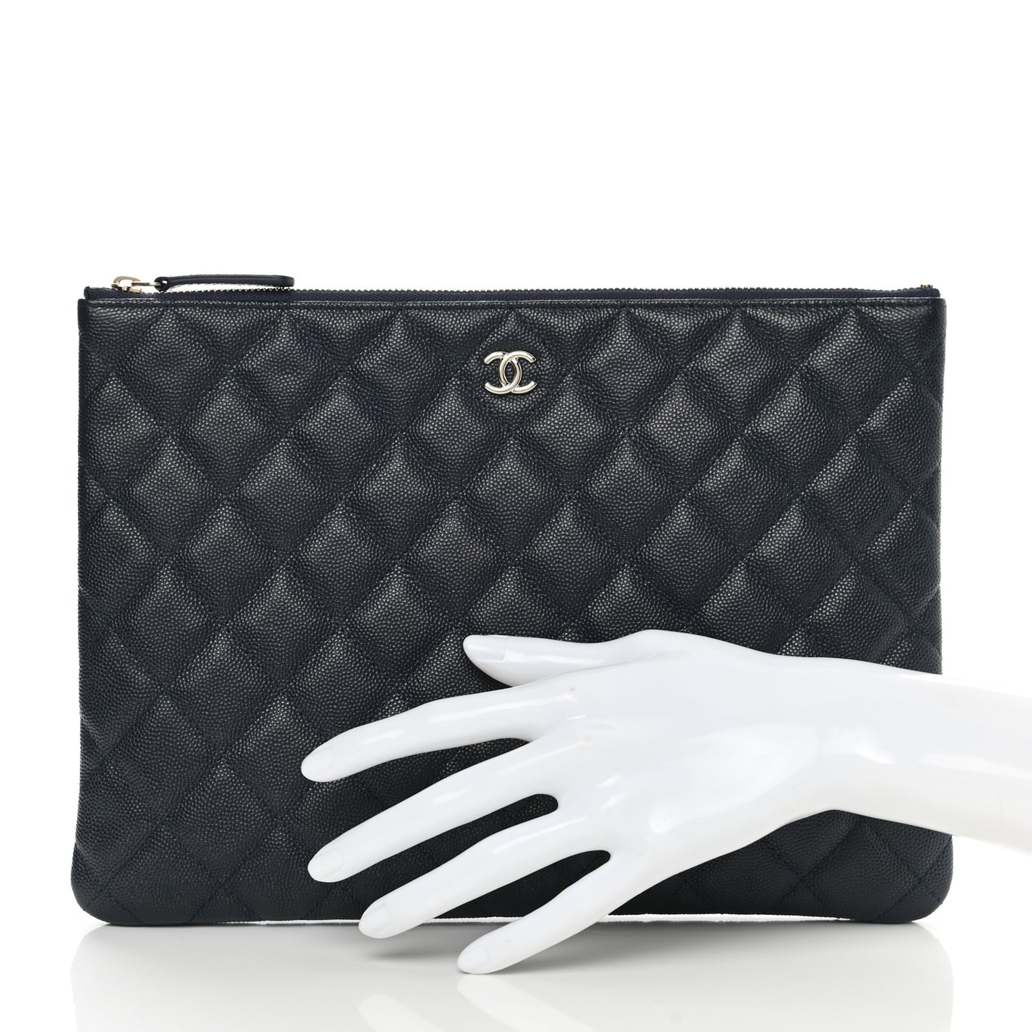 Caviar Quilted Medium Cosmetic Case Navy