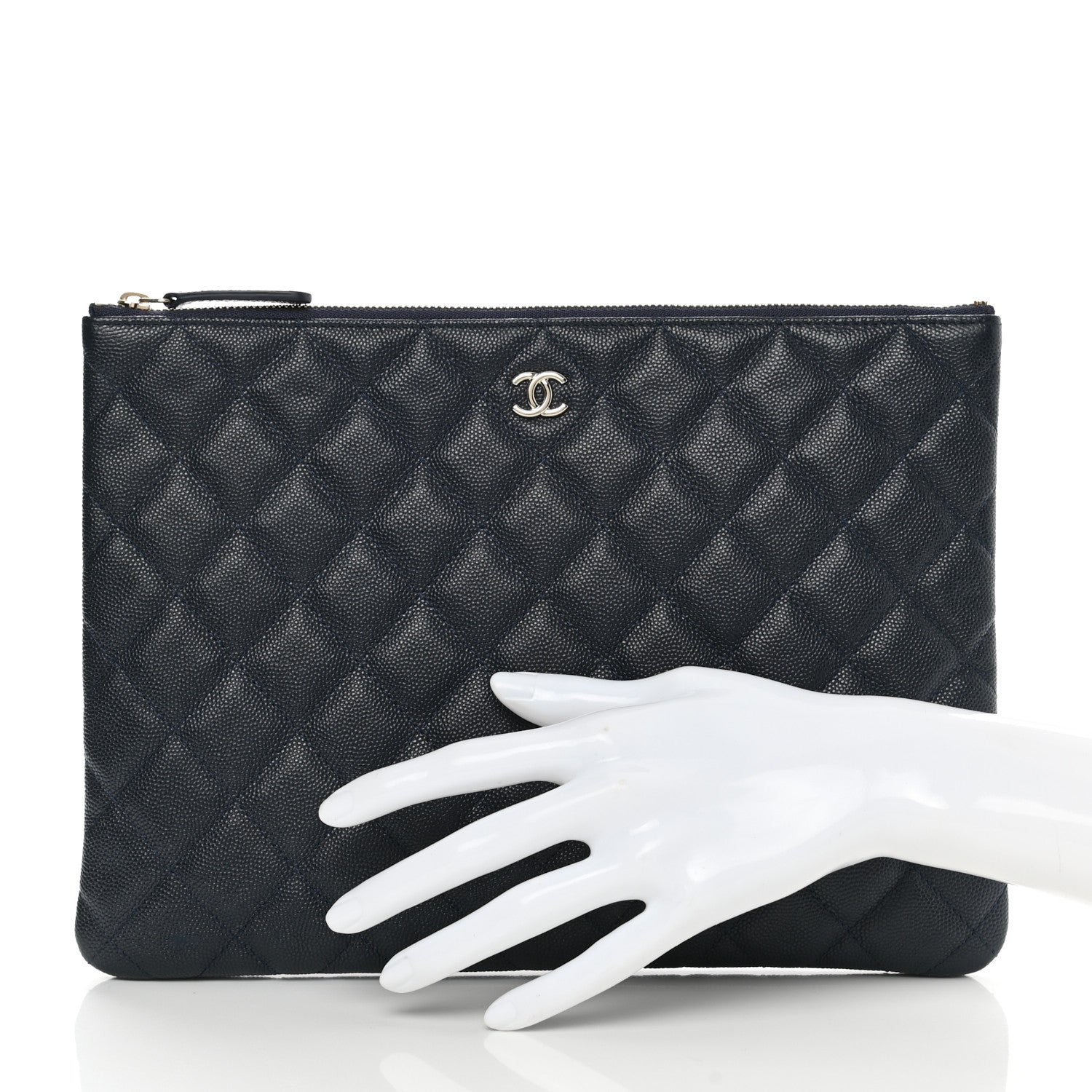Chanel Caviar Quilted Medium Cosmetic Case Navy 2 of 8