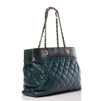 Chanel Calfskin Quilted Large Soft Elegance Tote Green 3 of 12