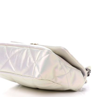 Chanel Iridescent Calfskin Quilted Large 19 Flap White 9 of 11