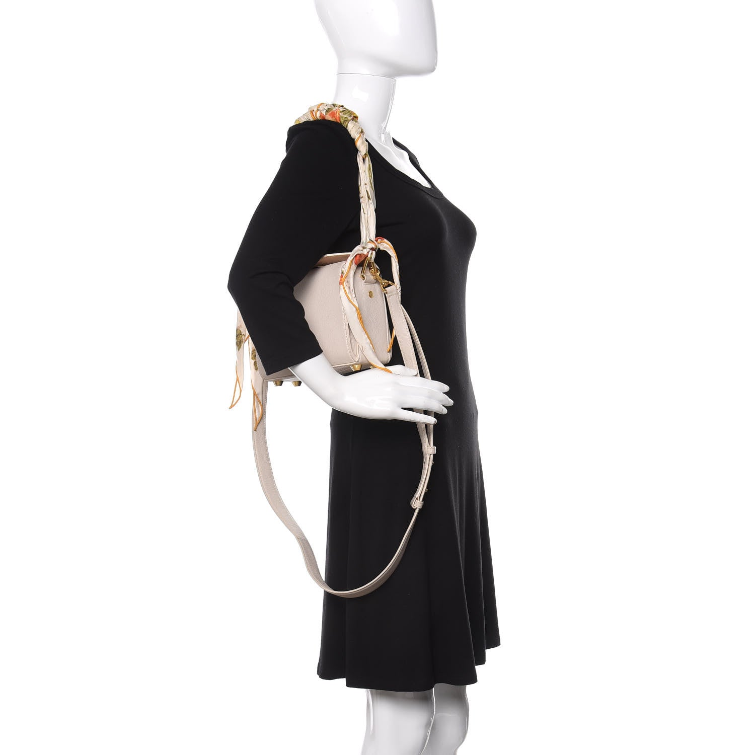 Alexander McQueen Silky Amish Grain Calfskin Scarf Box Shoulder Bag 19 Off White 3 of 13