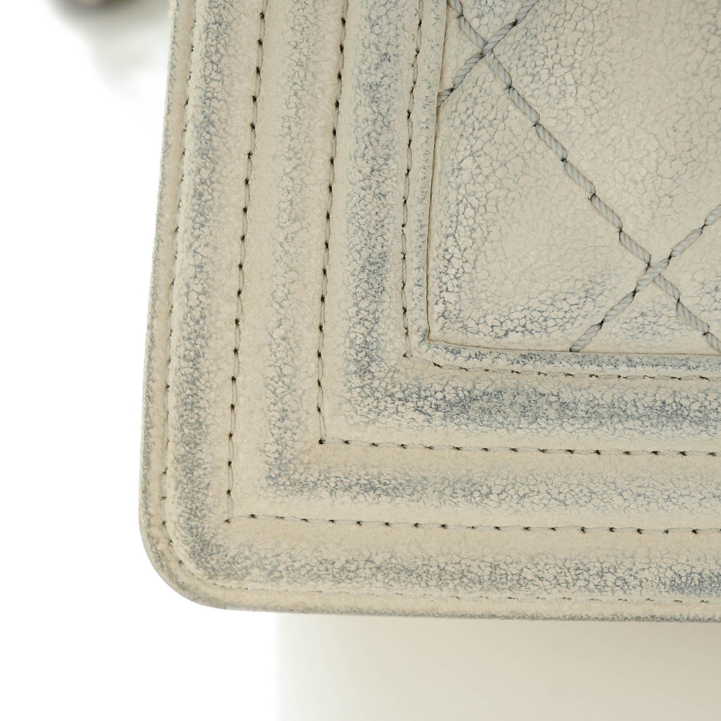 Goatskin Quilted Large Gentle Boy Flap Dark White