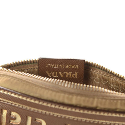 Prada Tessuto Nylon Saffiano Logo Crossbody Bag Beige 9 of 13