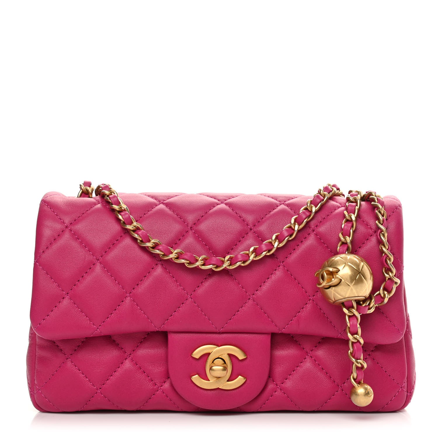 Chanel Lambskin Quilted Mini Rectangular Pearl Crush Flap Fuchsia 1 of 11
