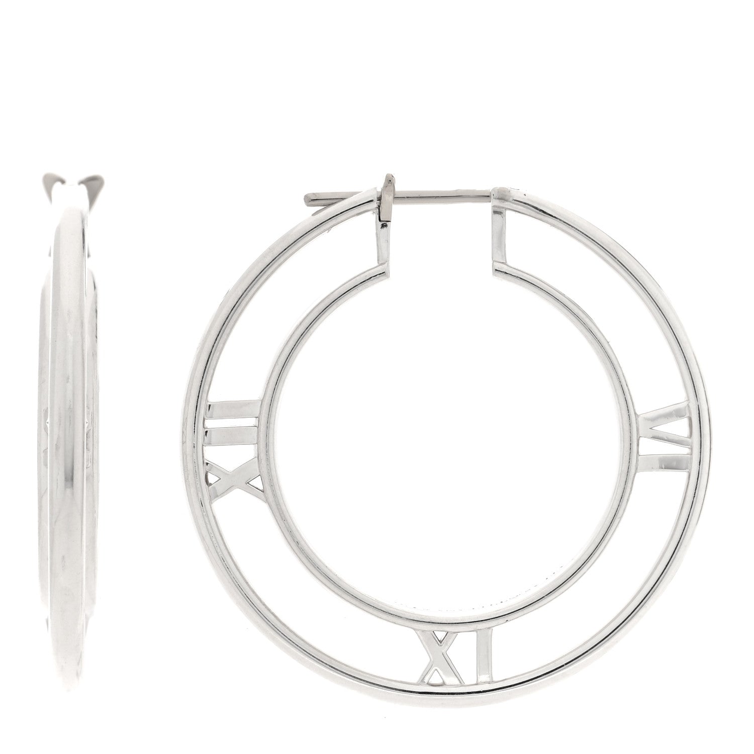 Tiffany Sterling Silver Atlas Cutout Hoop Earrings 1 of 4
