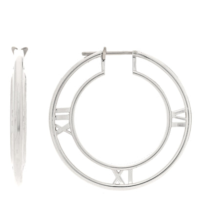 Tiffany Sterling Silver Atlas Cutout Hoop Earrings 1 of 4