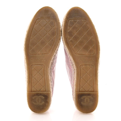 Chanel Laminated Lambskin Grosgrain Embroidered CC Espadrilles 39 Pink Silver Black 6 of 11