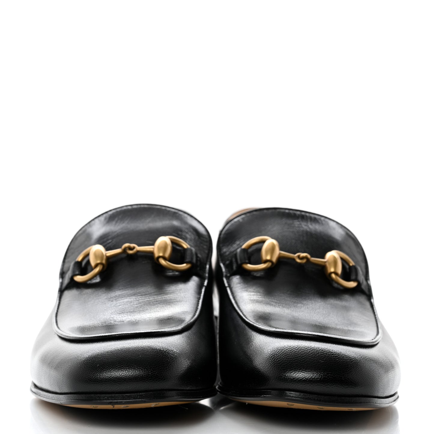 Goatskin Womens Horsebit Mid-Heel Loafers 36.5 Black