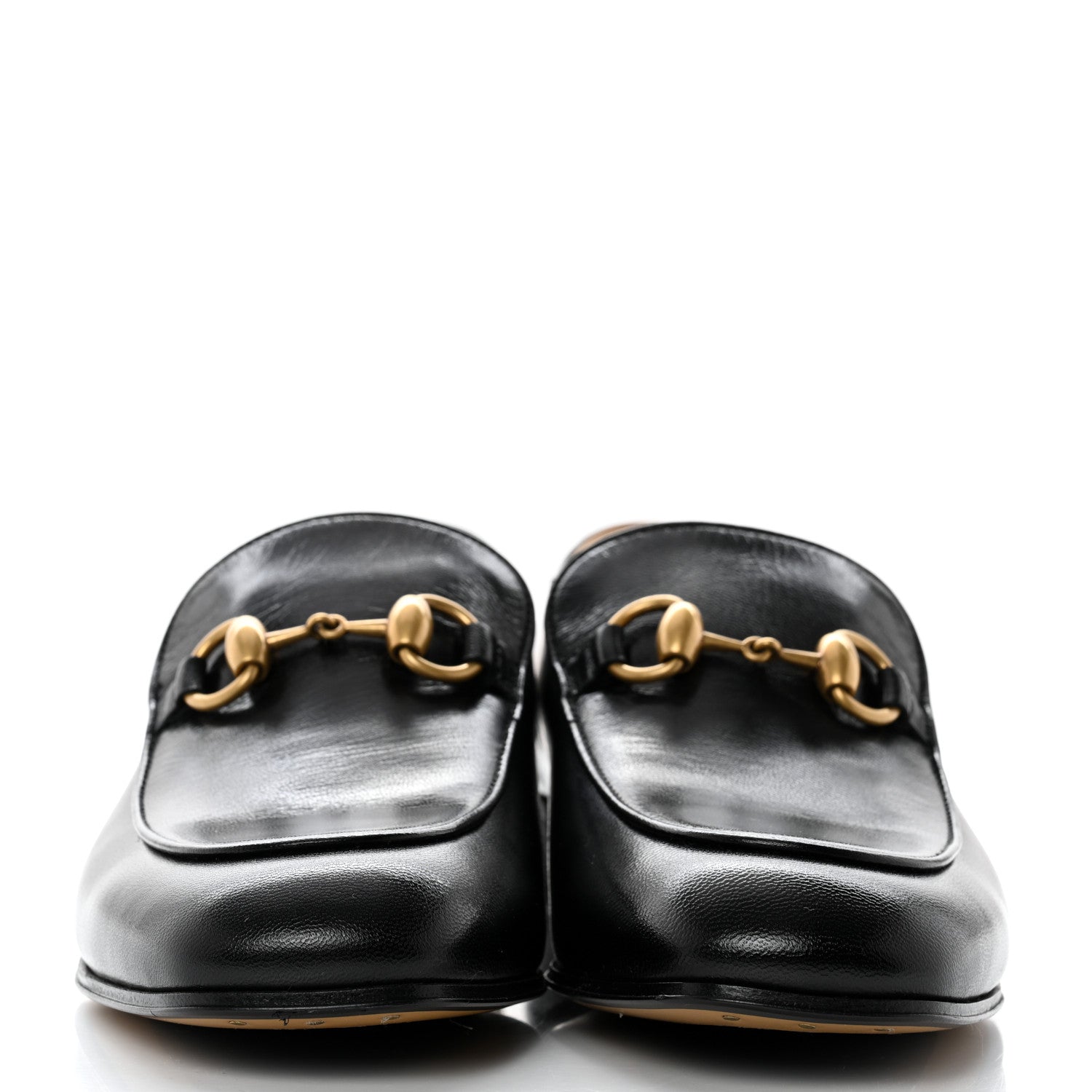 Gucci Goatskin Womens Horsebit Mid-Heel Loafers 36.5 Black 2 of 9