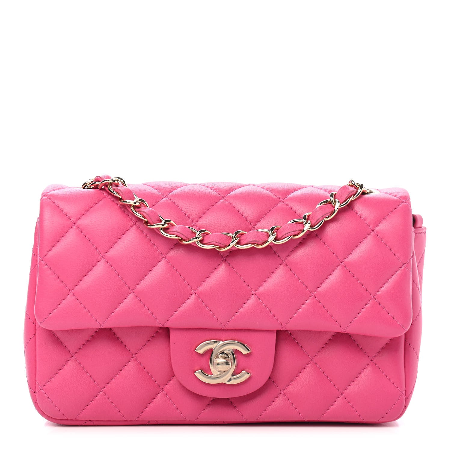 Chanel Lambskin Quilted Mini Rectangular Flap Dark Pink 1 of 9