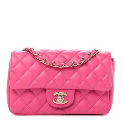 Chanel Lambskin Quilted Mini Rectangular Flap Dark Pink 1 of 9