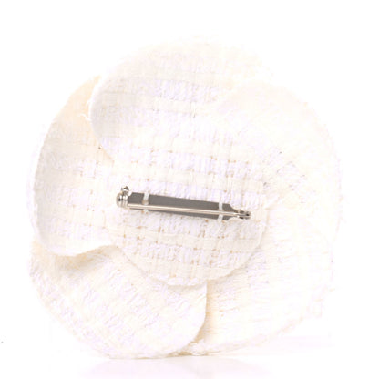 Chanel Fantasy Tweed Camellia Pin Brooch Ivory 3 of 5