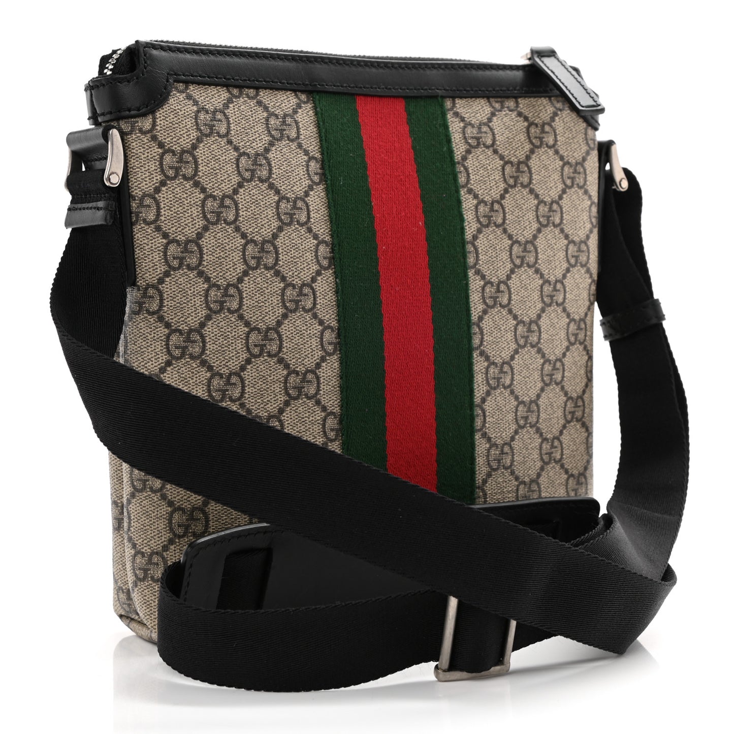 GG Supreme Monogram Web Messenger Bag Black