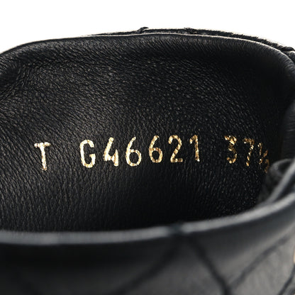 Chanel Crumpled Lambskin Patent Cap Toe CC Stitched High Top Sneakers 37.5 Black 7 of 8