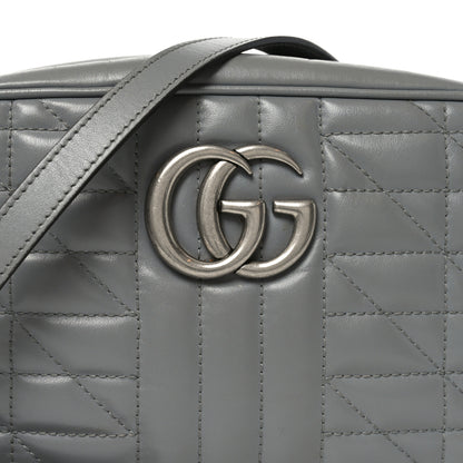 Gucci Calfskin Matelasse Aria Small GG Marmont Chain Shoulder Bag Deep Grey 9 of 11