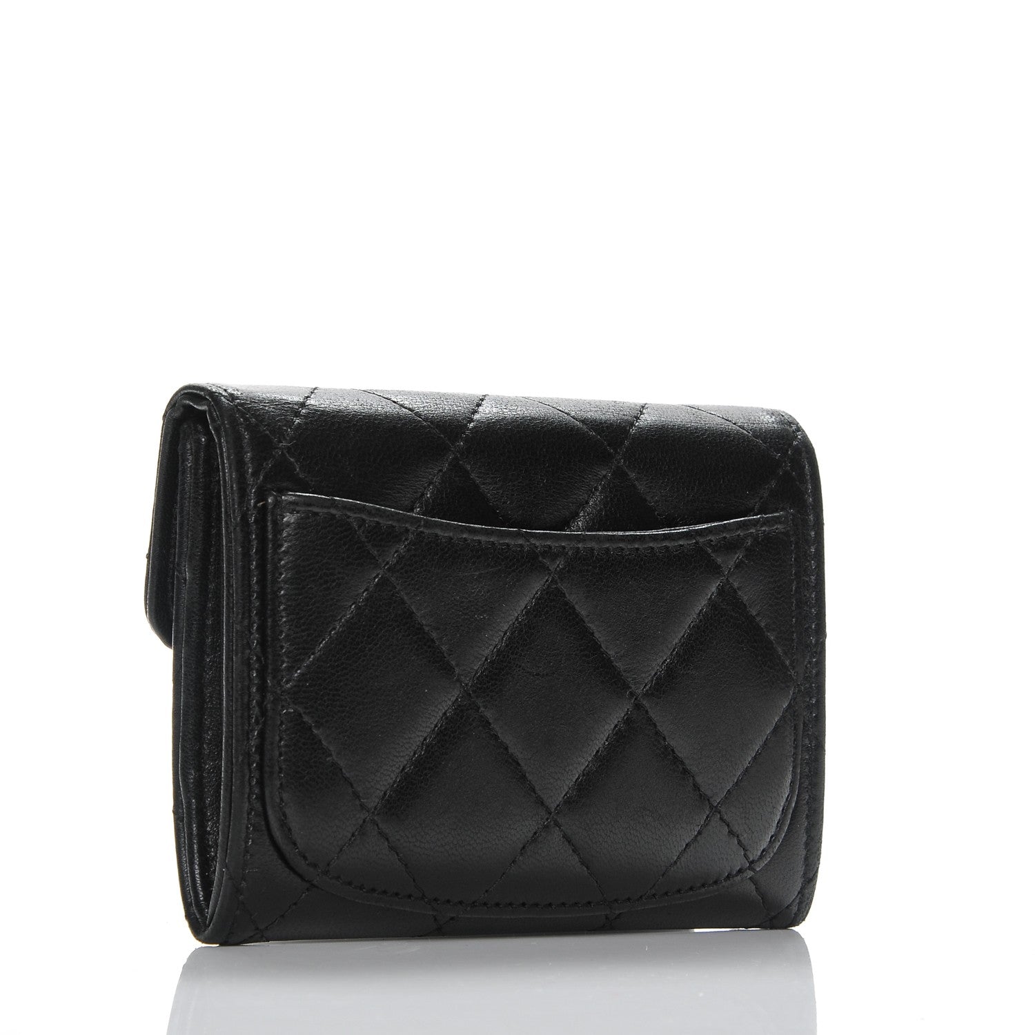 Chanel Lambskin Quilted Flap Card Holder Wallet Black 3 of 9