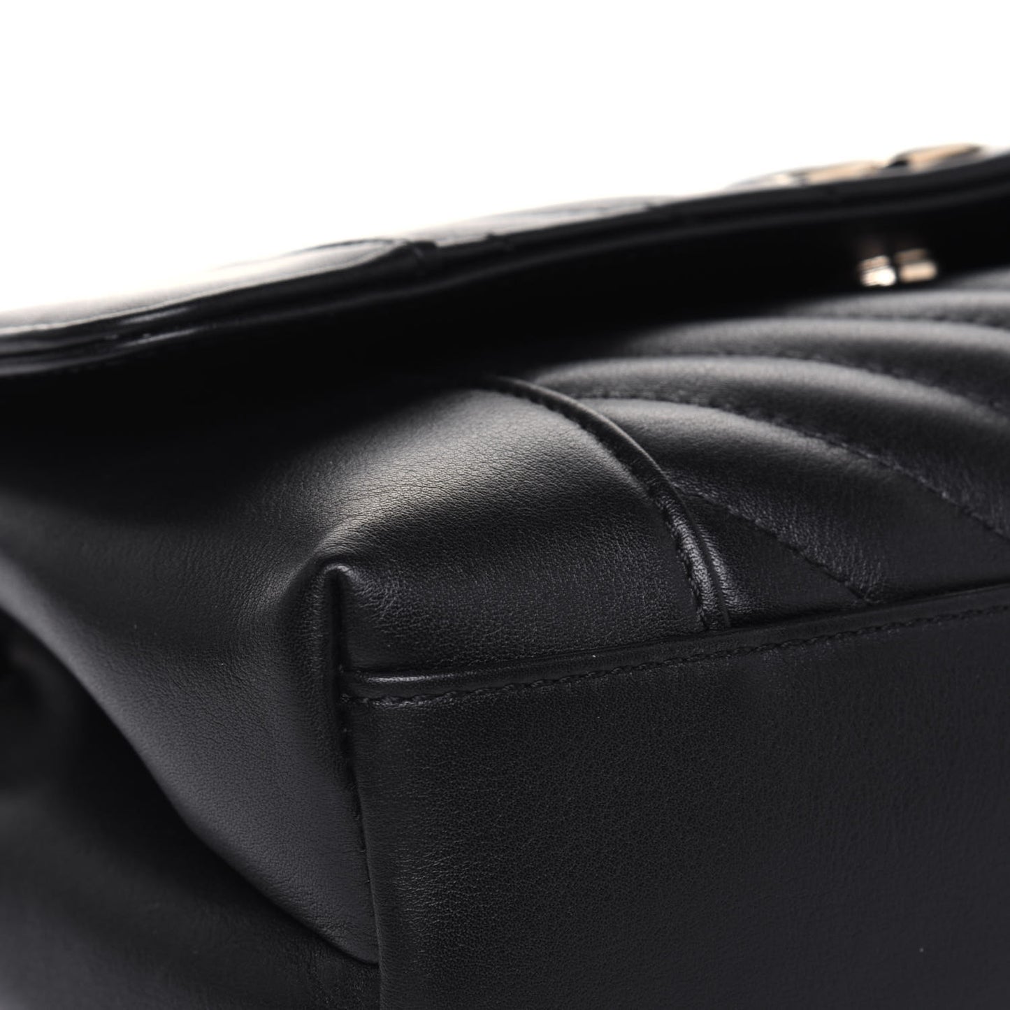 Calfskin Quilted Small Daily Chevron Flap Black