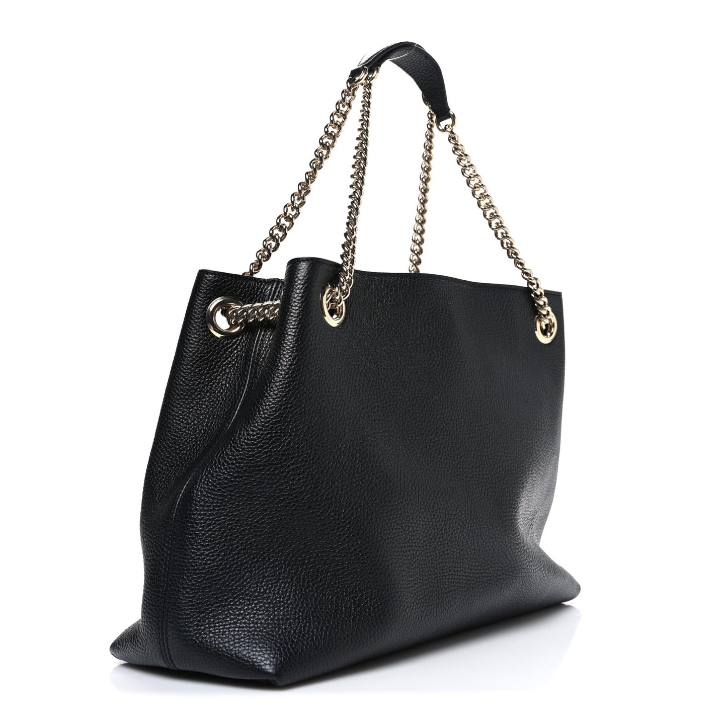 Pebbled Calfskin Medium Soho Chain Shoulder Bag Black