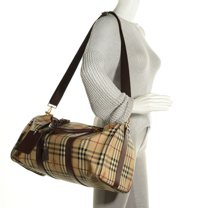 Burberry Haymarket Check Medium Holdall Duffel Bag Brown 2 of 9