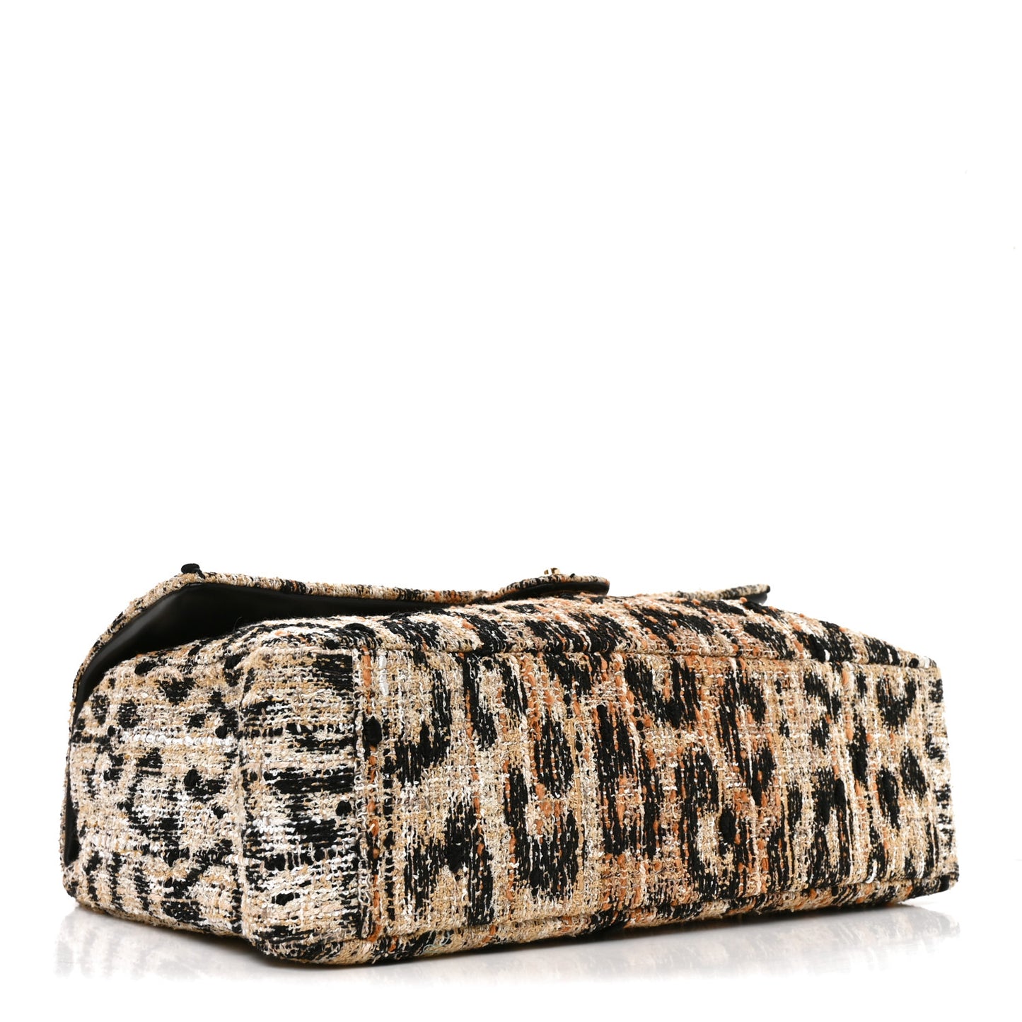 Tweed Mixed Fibers Leopard Print Souplissimo Maxi Flap Brown Black White