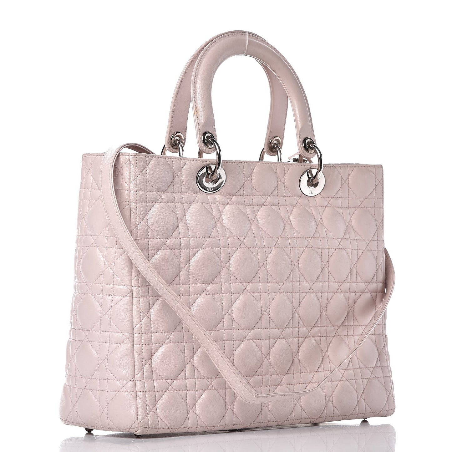 Lambskin Cannage Large Lady Dior Rose Poudre