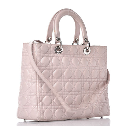 Christian Dior Lambskin Cannage Large Lady Dior Rose Poudre 3 of 15