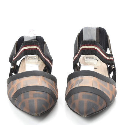 Fendi Technical Mesh FF Colibri Slingback Ballerina Flats 36.5 Tobacco Moro Black Militare 2 of 7