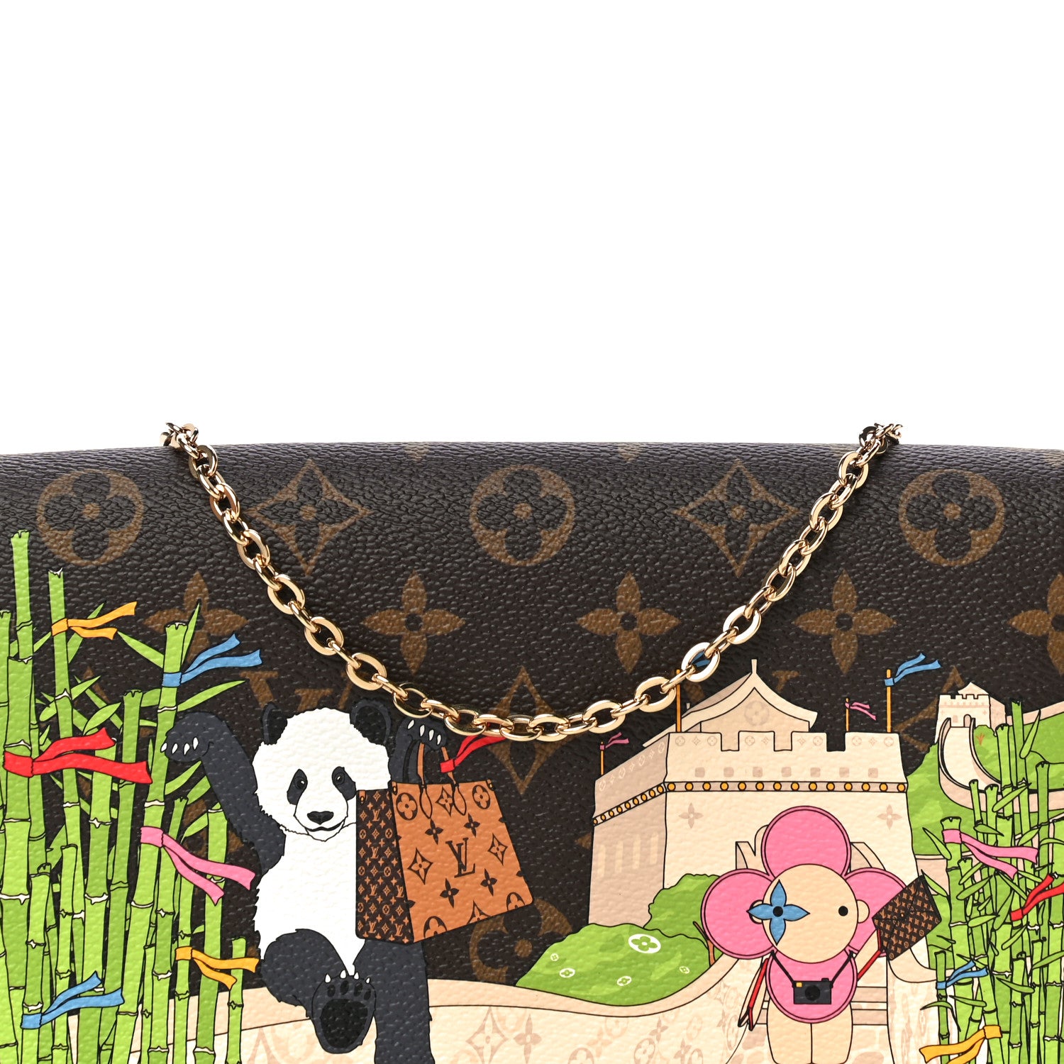 Louis Vuitton Monogram 2021 Christmas Animation China Wall Pochette Felicie Chain Wallet Myosotis Blue 9 of 15