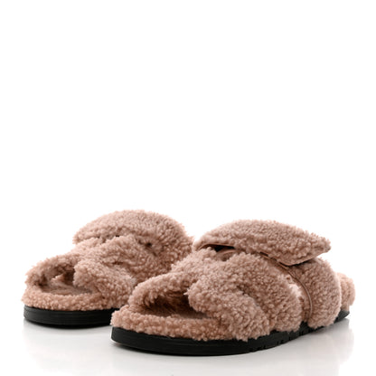 Hermes Woolskin Womens Chypre Sandals 37 Bois De Santal 3 of 9