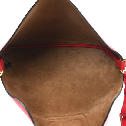 Fendi Vitello Grace Suede Small Croissant Hobo Rosso Cardinale 5 of 9