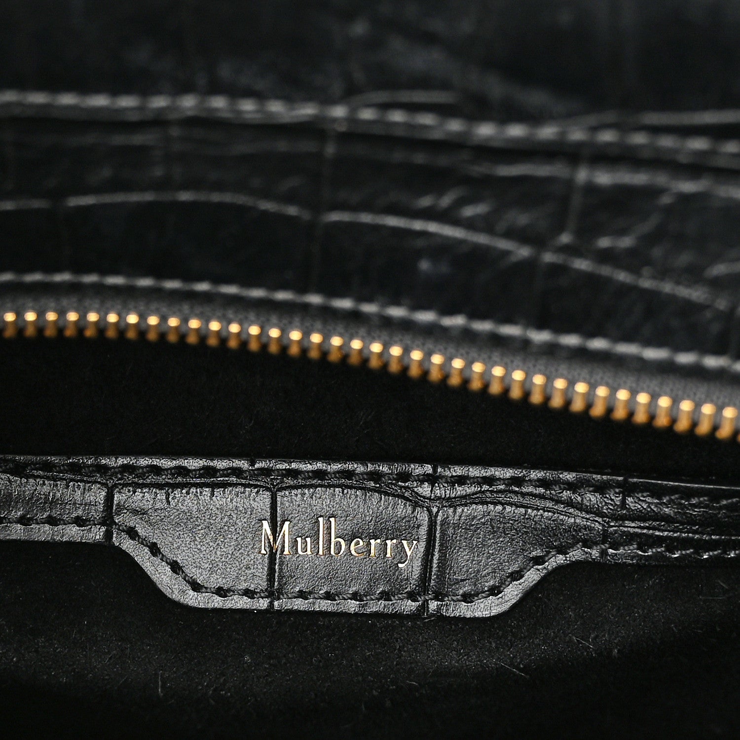Mulberry Crocodile Embossed Calfskin Small Zipped Bayswater Black 6 of 9
