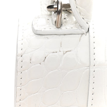 Balenciaga Calfskin Crocodile Embossed Small Hourglass Top Handle Bag White 11 of 15