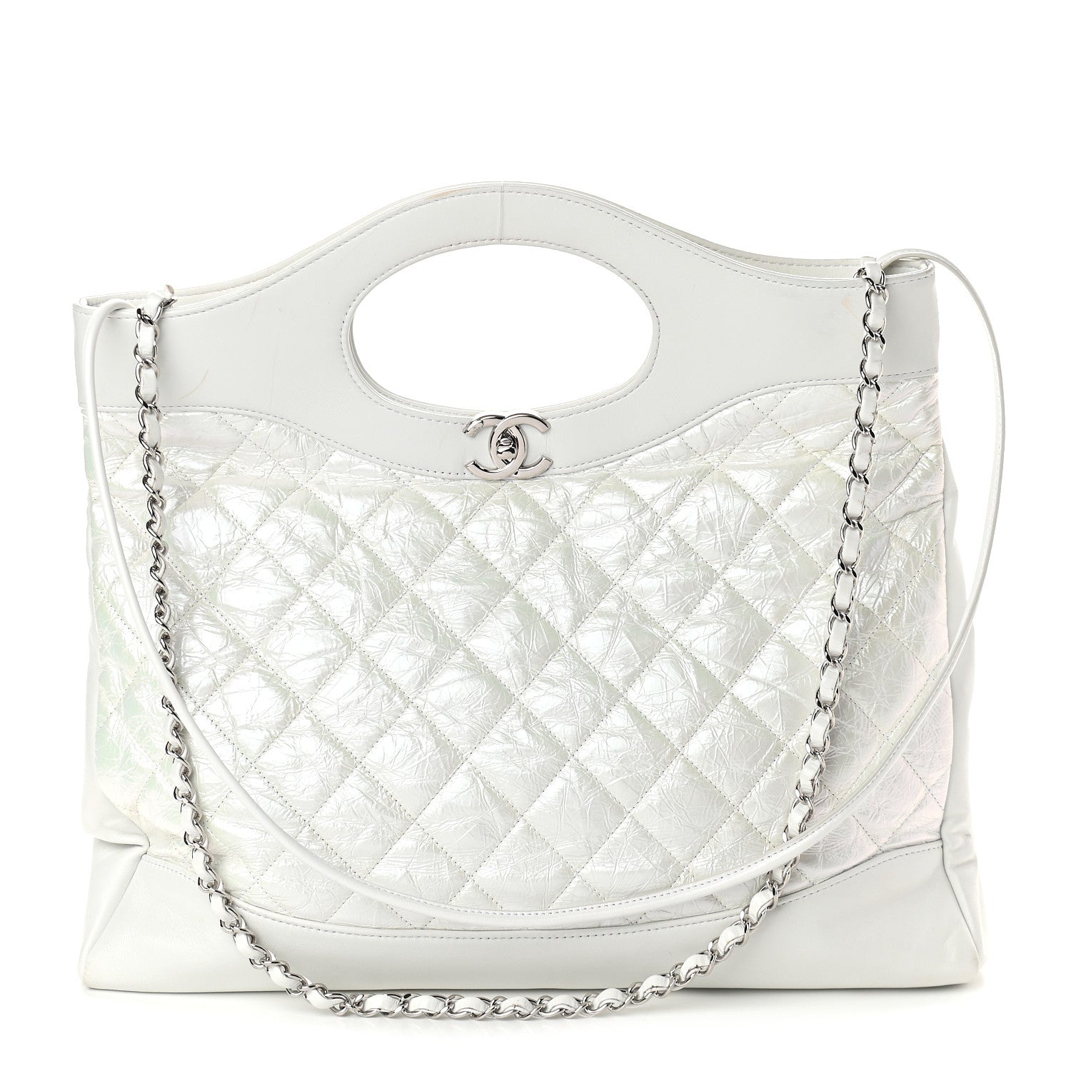 Chanel Crumpled Calfskin Quilted Large 31 Shopping Bag White 1 of 12