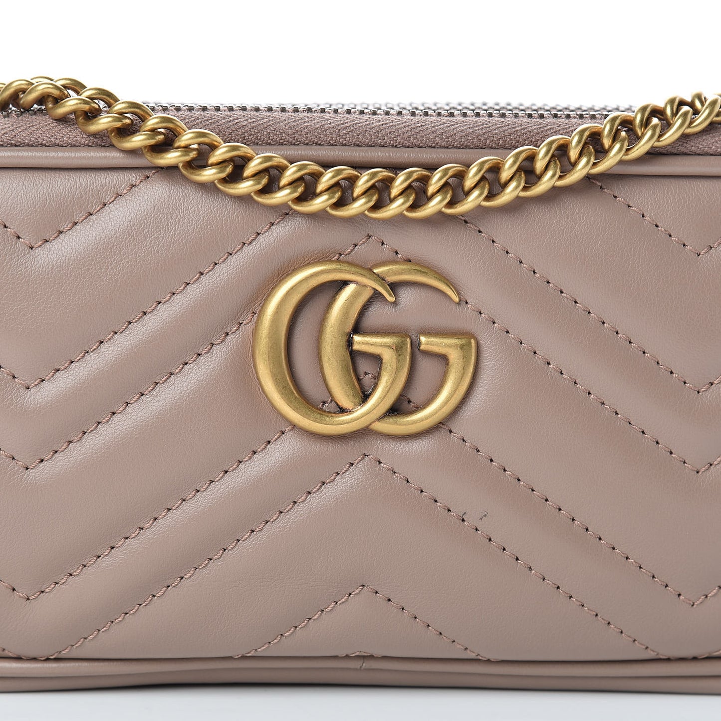 Calfskin Matelasse Mini GG Marmont Chain Crossbody Bag Porcelain Rose
